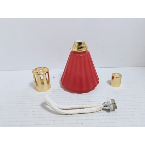 VINTAGE LAMPE BERGER PARIS RED FROSTED  GLASS  FRAGRANCE LAMP W CATALYTIC BURNER - Picture 2 of 11